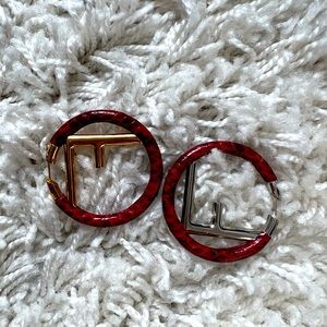 Fendi Two-Tone Logo Hoop Earrings